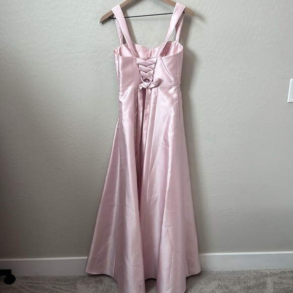Alfred Sung Ballet Pink Bustier Tie Back Gown Size 4 - Picture 7 of 10